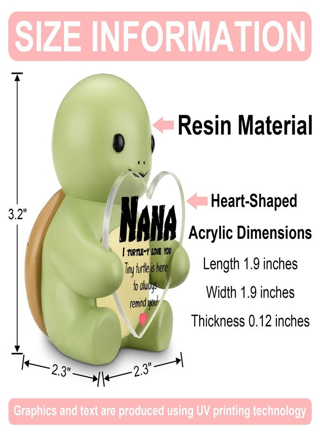 FTONENI Cute Turtle Figurine for Nana, I Turtle-y Love You Gift from Granddaughter or Grandson, Heart Acrylic Sign Mini Statue, Appreciation Desk Decor, Resin Animal Ornament for Birthday Christmas - FDC560 - Image 2
